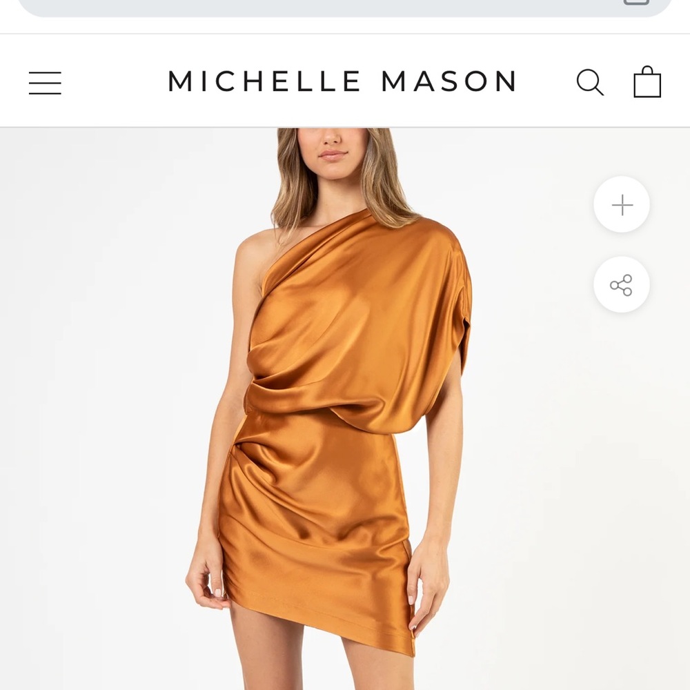 Michelle Mason One-Shoulder Silk Mini Dress in Cobalt Blue